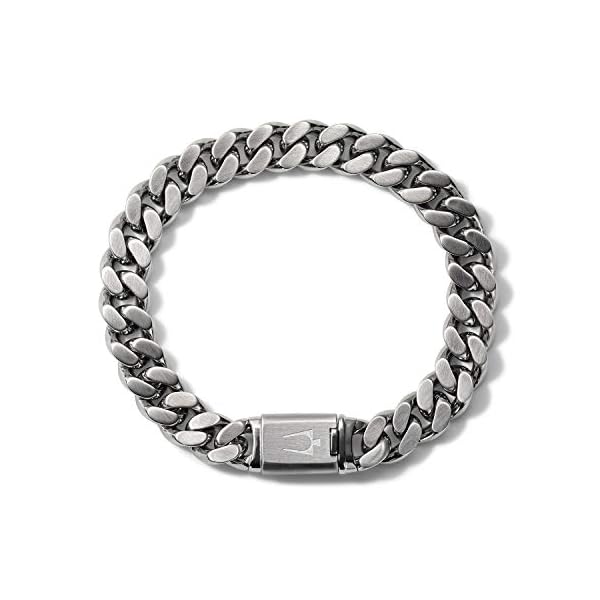 Bulova-Mens-Classic-Stainless-Steel-Chain-Link-Bracelet-with-Brushed-Signature-Clasp-Model-J96B016M-Silver-Tone Bulova Jewelry Men's Classic Stainless Steel Chain Link Bracelet with Clasp Closure