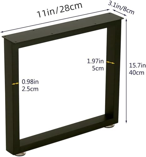 Image of HOMEKAYT Metal Coffee Table Legs 16''Hight 11'' Wide, Metal Bench Legs Desk Legs Multiple Uses for Bench,Side Table (Rectangle Shape, 2pcs)-Black