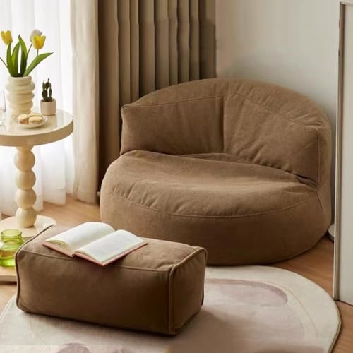 SXBCyan Bean Bag Chair ?No Filler? Chenille Bean Bag Cover Pouf with Ottoman Beanbag Chair Lazy Armchair Couch for Floor Seating,Lounge Relaxing,Video Games,Movie Night (Color : Brown, Size : Empty
