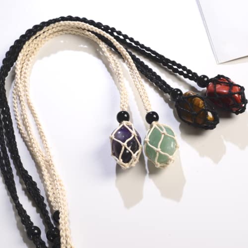 Soporte para collar de jaula de cristal con cordón ajustable tejido para amuletos 7