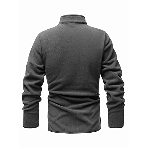 JEsilunmaMY Men's Fleece Jacket Full Zip Long Sleeve Stand Collar Coat Slim Fit Solid Color Casual Winter Sweatshirt Jackets2