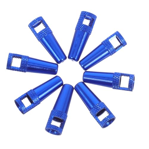 8 piezas tapas de válvula para bicicleta de aleación de aluminio color azul con diseño perforado para mejor flujo de aire
