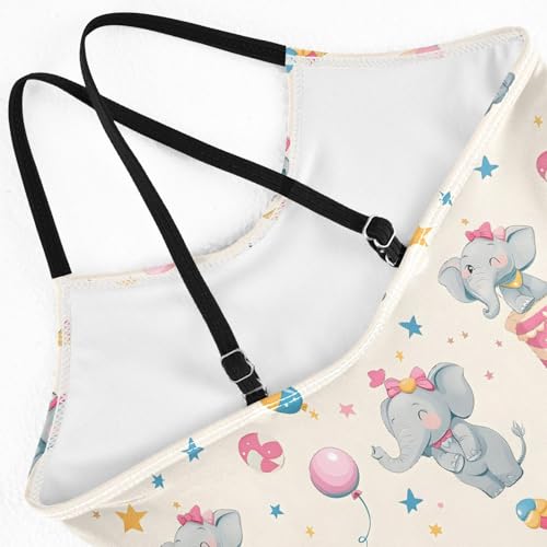 senya Girls Swimsuits One-Piece Swimwear Tie Bathing Suit Beach Summer Round Neck 5-6T Little Elephant Pattern4