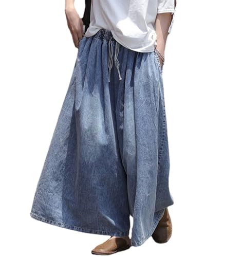 FTIMILD Baggy Extra Wide Leg Jeans Loose Fit Elastic Waist Casual Denim Pants Plus Size Drawstring Jeans2