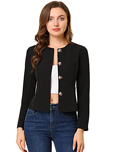 Allegra K Women's Blazers Casual Jackets Long Sleeve Button Down Cropped Blazer Work Office Business Jacket