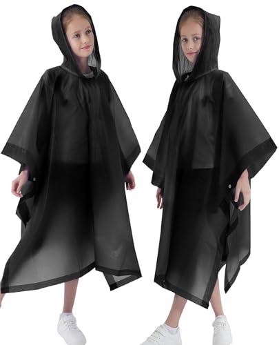 Image of Rain Poncho for Kids(2 Pack) Waterproof Reusable EVA Raincoat One Size Rain Jackets for Children,Boys and Girls