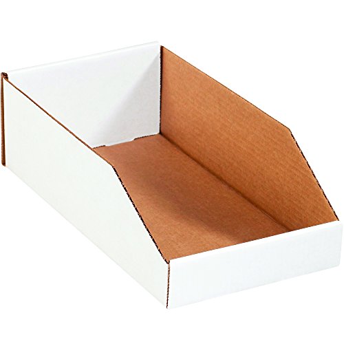 Image of Ship Now Supply SNBINMT815 Open Top Bin Boxes, 4.5 inch Height x 15 inch Length x 8 inch Width, White (Pack of 50)