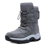Botas De Nieve Altas para Hombre Botas Ligeras para Caminar con Forro De Felpa Cálido Suela De Goma Antideslizante Y Cómoda Calzado De Invierno para Hombre,Gris,44