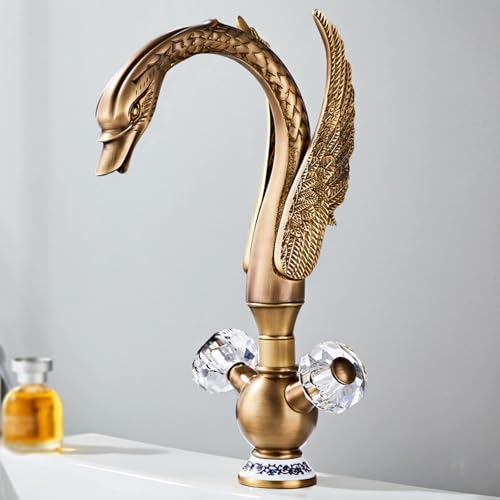 Robinet de lavabo eau chaude et froide double levier en laiton vintage