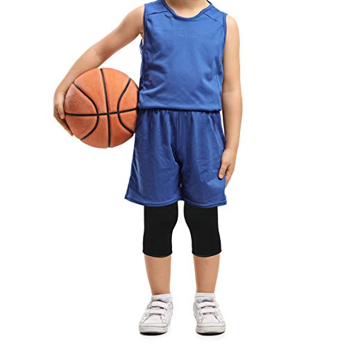 Image of Luwint Soft Knitted Knee Brace or Kids 8-10 10-12 & Youth, Black, 1 Pair | Children Patella Brace Support for Sports, Soccer, Volleyball, Basketball, Football, Gymnastics, Hiking, Running, Dance