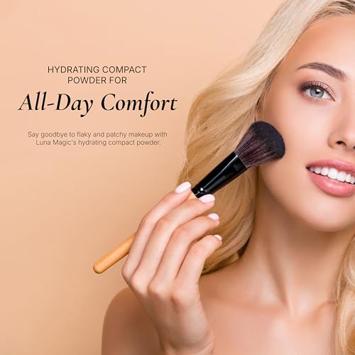 Image of Luna Magic Soft Perfection Pressed Powder Foundation with Vitamin E, Cocoa Butter & Shea Butter for Sheer Coverage & Matte Finish - IPSY Featured, Vegan & Cruelty-Free Face Cosmetics - Deep - 6g