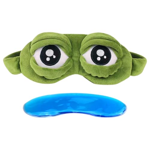 Cubierta para ojos de rana, parche acogedor REST | Mascarilla para ojos de felpa, diseño de apoyo para ojos acolchados, parche ligero para dormir con banda elástica para la noche de los niños, viajes