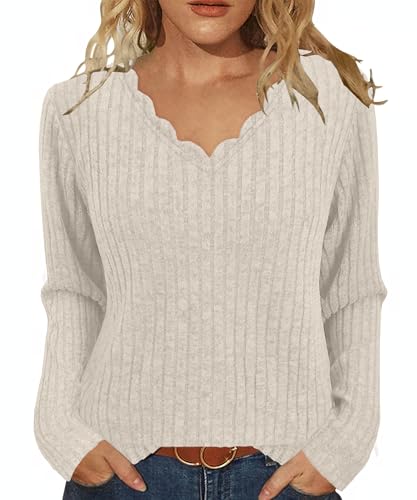 JomeDesign Womens Sweaters Casual Long Sleeve V Neck Lightweight Tunic Pullover Sweater Tops