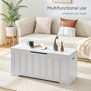 43.3" Storage Chest Extra Large,Storage Trunk with 2 Safety Hinges,Wooden Storage Bench,Shoe Bench,43.3x15.7x19.1 Inch,Easy Assembly,Storage Bench for Bedroom,Living Room,entryway(White). 433 Storage Chest Extra LargeStorage Trunk with 2 Safety HingesWooden Storage BenchShoe Bench433x157x191 InchEasy AssemblyStorage Bench for BedroomLiving RoomentrywayWhite