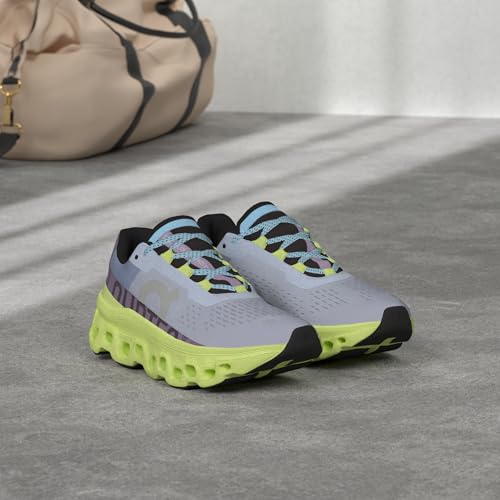 Image of On Women's Cloudmonster Sneakers, Nimbus /Hay, Blue, Green, 6.5 Medium US