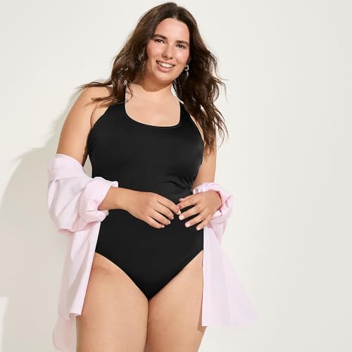 Lands' End Women's Chlorine Resistant Scoop Neck X-Back High Leg Soft Cup Tugless Sporty One Piece Swimsuit4