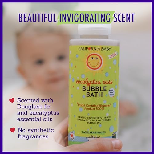 Image of California Baby Eucalyptus Bubble Bath | 100% Plant-Based Kids Bubble Bath | Soothing Baby Bubble Bath | Free Bubble Wand Inside | 384 mL / 13oz (Pack of 2)