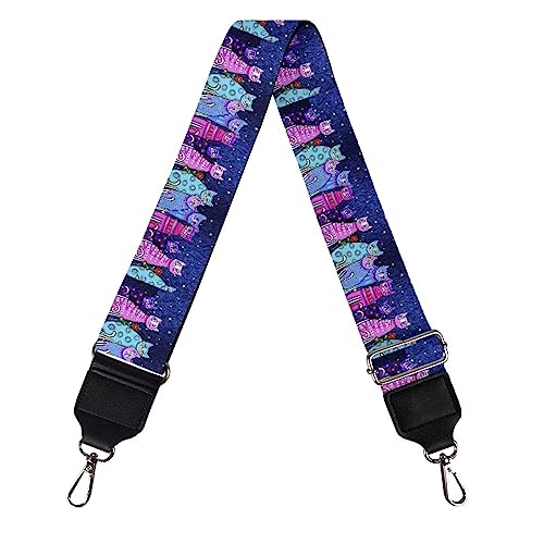 Image of Xoenoiee Cat Starry Night Purse Straps for Handbags Replacement Wide Shoulder Strap Adjustable Strap for Crossbody Bag, 1Pack