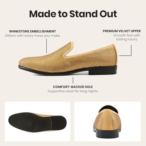 Image of Amali Men's Embellished Velvet Tuxedo Loafers, Smoking Slippers | Velvet slip-on smoking slippers with embellished upper for tuxedos, weddings and formal occasions