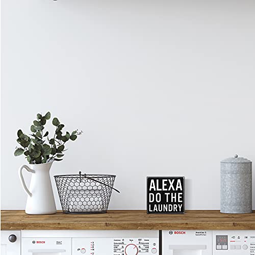 Classic Box Sign Wooden Box Sign Black White Box Sign Decorative Letters Wood Box Plaque For Shelf Living Room Bathroom Laundry Decor (Alexa Do The Laundry) #TOP5