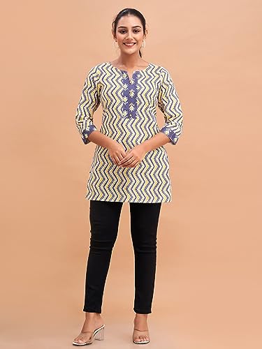 Image of feranoid Women Cotton Printed Short Kurti | Short Kurti for Women | Printed Cotton Kurti