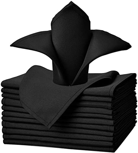Towels N More Set de 12 servilletas de tela negras 20x20 pulg miniatura 3