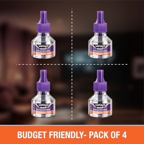 Image of Maxo Genius Mosquito Repellent Liquid Refill 45ml x 4 | Vaporizer Refill Fits All Machines | 2X Protection From Dengue & Malaria Mosquitoes | Calming Aroma Fragrance