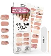 MOYOU LONDON Semi Cured Gel Nail Strips - 20 Pcs. Gel Nail Wraps for Salon-Quality Manicure - Wor...