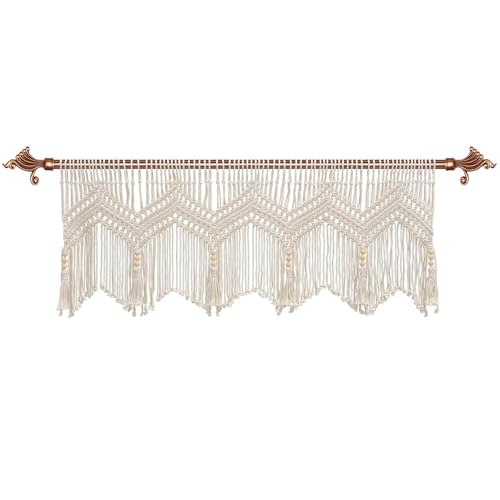 Cenefa de macramé de algodón premium tejida a mano para una ventana bohemia elegante 2