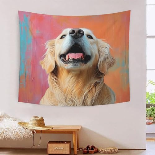 Tapisserie Golden Retriever 3D pour habiller un mur vide tissu 180x230