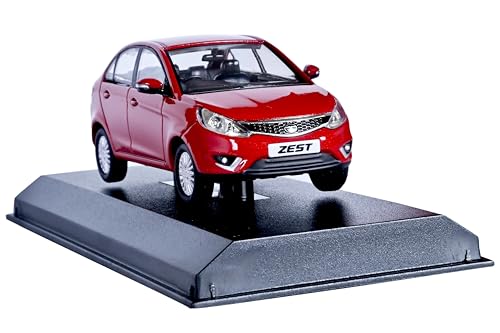 Image of Scale Model Car Tata-Zest-Free Wheel (Acrylic case)-Official 1:43 Die-cast Official Merchandise, Red