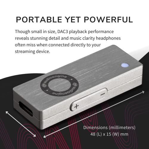 Image of Audioengine DAC3 Portable USB-C DAC - 32-Bit Headphone Amplifier and Hi-Res Audio Adapter for iPhone, Android, Laptop and Tablet