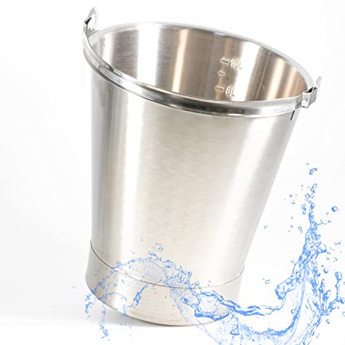 Gastronette Cubo de limpieza de acero inoxidable, cubo de fregar con escala, cubo para pañales, sin tapa, 10 litros, accesorio estable para caravana Cover