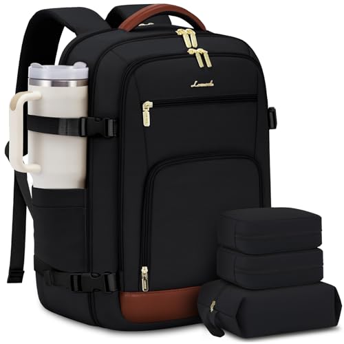 Image of LOVEVOOK Travel Backpack For Women Flight Approved, 50L Large Carry On Backpack For Airplanes, Personal Item Travel Bag, Waterproof 18 Inch Laptop Backpack For Business Weekender Overnight, 4Pcs Set