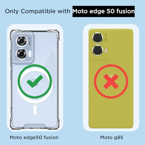 Image of Pikkme Back Cover for Motorola Moto Edge 50 Fusion 5G / Moto G96 5G Mag-Safe Shockproof PC + TPU Protective Case Magnetic Support Bumper Case (Transparent Mag-Safe)
