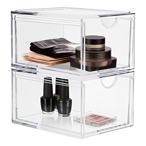 ECOSEAO Stapelbare Acryl-Organizer-Schubladen, transparenter Aufbewahrungs-Organizer Cover