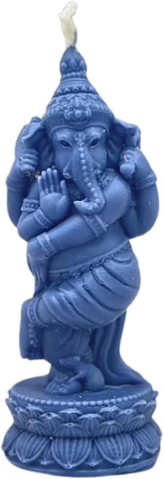Decorative Ganesha Candle Hindu Deity Figurine for Home Decor and Special Occasions (White)