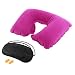 Ruilogod Reisekopf Hals Rest Kissen Kissen Augenmaske Kopfhörer 3 in 1 Fuchsia