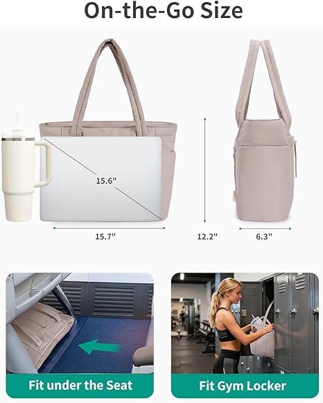 Image of Large Tote Bag for Women | Multi-Pocket Travel Shoulder Bag with Tumbler Pocket | Work, Office, College, Travel & Daily Use Handbag