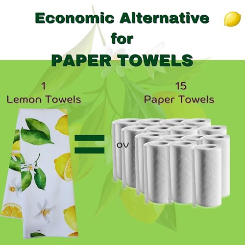 Boss Class MPN1 Kitchen Towels Lemon Home Collection 2Pcs Summer Spring Absorbent Tropical Bar Dish Hand Decoration Bathroom Towel 15X25In Drying Soft Feel 100% Polyester Cooking Baking Gifts Set thumb #2