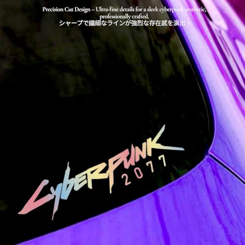 Image of Cyberpunk Vinyl Sticker Cyberpunk car Decal Cyberpunk car Sticker Water Proof Cyberpunk Sticker Reflective for car for Laptop (Rainbow)