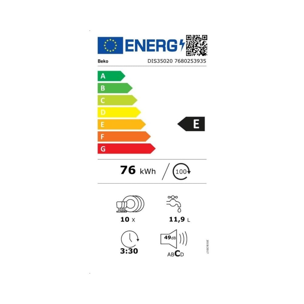 beko DIS35020 - Lavastoviglie da incasso cestelli estraibili SLIM 45 cm , 10 coperti, LED, silenziosa