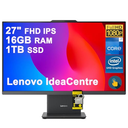 Image of Lenovo IdeaCentre AIO Desktop 27 inch FHD IPS Touchscreen (99% sRGB) Intel 10-core i7-13620H (Beats Ultra 9 185H) 16GB RAM 1TB SSD Type-C Harman Speaker Wi-Fi6 5MP Camera Win11 ICP Hub