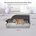 UPSKY Stainless Steel Cat Litter Box with Lid, XL Large Metal Litter Box for Large Breeds, Enclosed Kitty Litter Pan with High Sides, Leak-Proof & Non-Stick, Easy to Clean, Scoop and Mat Included