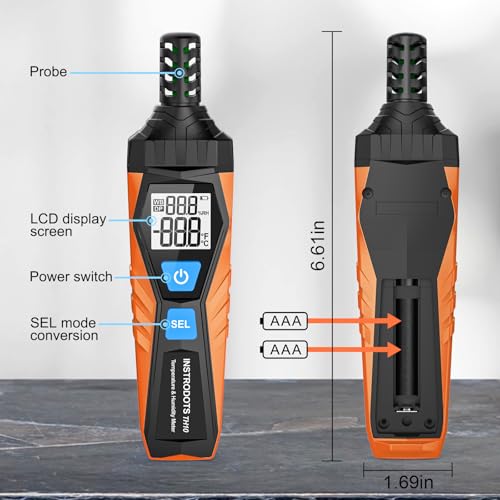 Image of Temperature Humidity Meter, High Precision Thermometer Hygrometer with Ambient, Dew Point, Wet Bulb Thermometer, Dual Display Temperature & Humidity with LCD Backlight, TH10