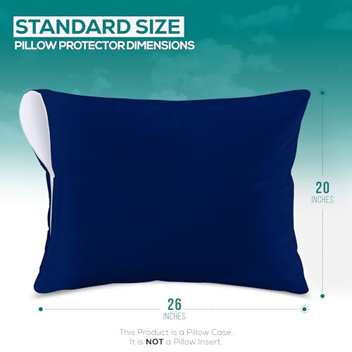 Image of Utopia Bedding Premium 100% Waterproof Pillow Protectors with Zipper Standard Size (Set of 2), Bed Bug and Dust Mite Proof Zippered Pillow Covers, Pillow Encasement Cases, Royal Blue