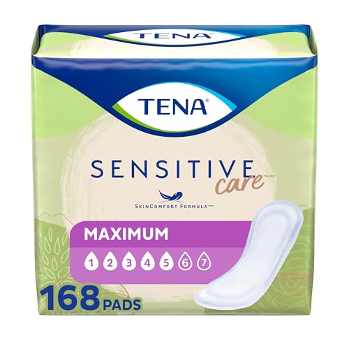 TENA Sensitive Care Incontinence Pads for Women, Bladder Control & Postpartum, Maximum Absorbency, Regular - 168 Count