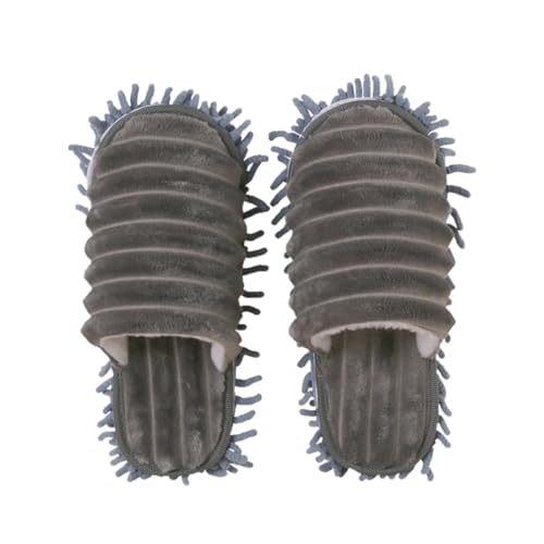 WESIEVYA Pantuflas de Limpieza para Piso Suela Desmontable de Chenilla y Coral Fleece, Cómodas y Fáciles de Limpiar, Talla S 35-37 para Uso en Interiores