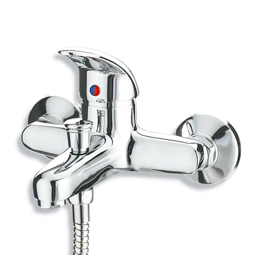 Verchromter Wasserhahn für Badewanne, Wandarmatur aus Edelstahl