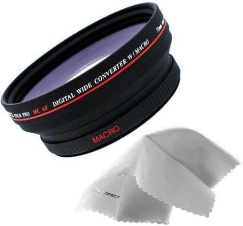 Optics 0.5X 72mm Wide Angle Lens for Sony High Grade Camcorder (Wider Alternative to VCL-HG0872X) + Nwv Direct Micro Fiber Cleaning Cloth